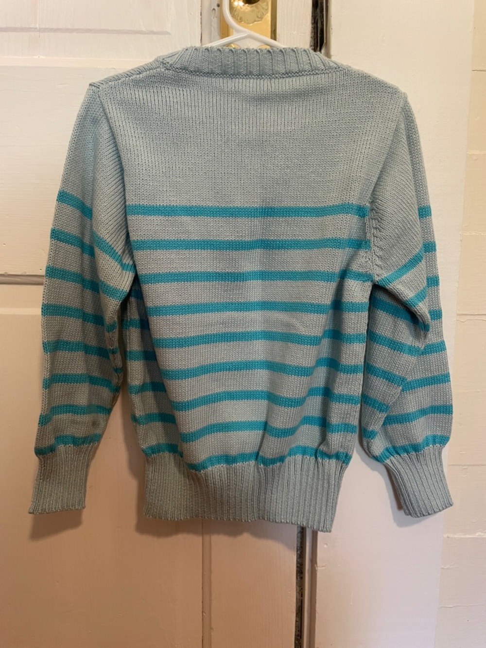 New Bisby Girls Stripe Cotton Sweater size 7 in Aqua - Picture 4 of 6
